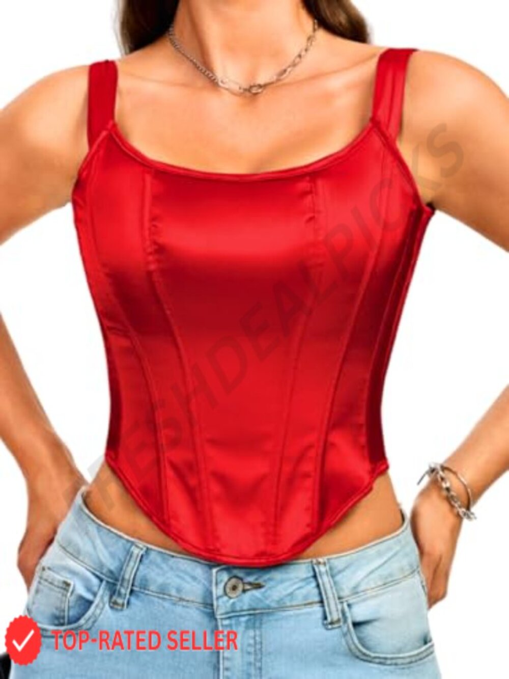Square Neck Satin Corset Tank Top Sleeveless Lace Up Going Out Bustier